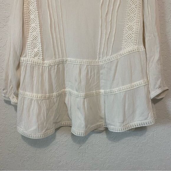 Cloth & Portrait Ivory Tiered Peasant Bohemian Top Size Small - Picture 7 of 10